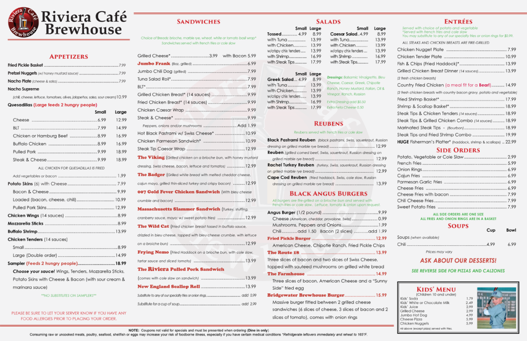 rivcafebridgewatermamenu2020 The Riv Cafe Brewhouse